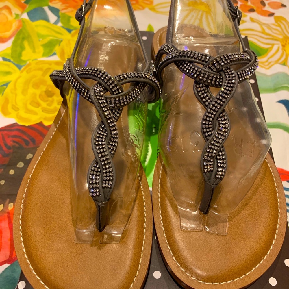 Gray braided slingback Sandals sz 10